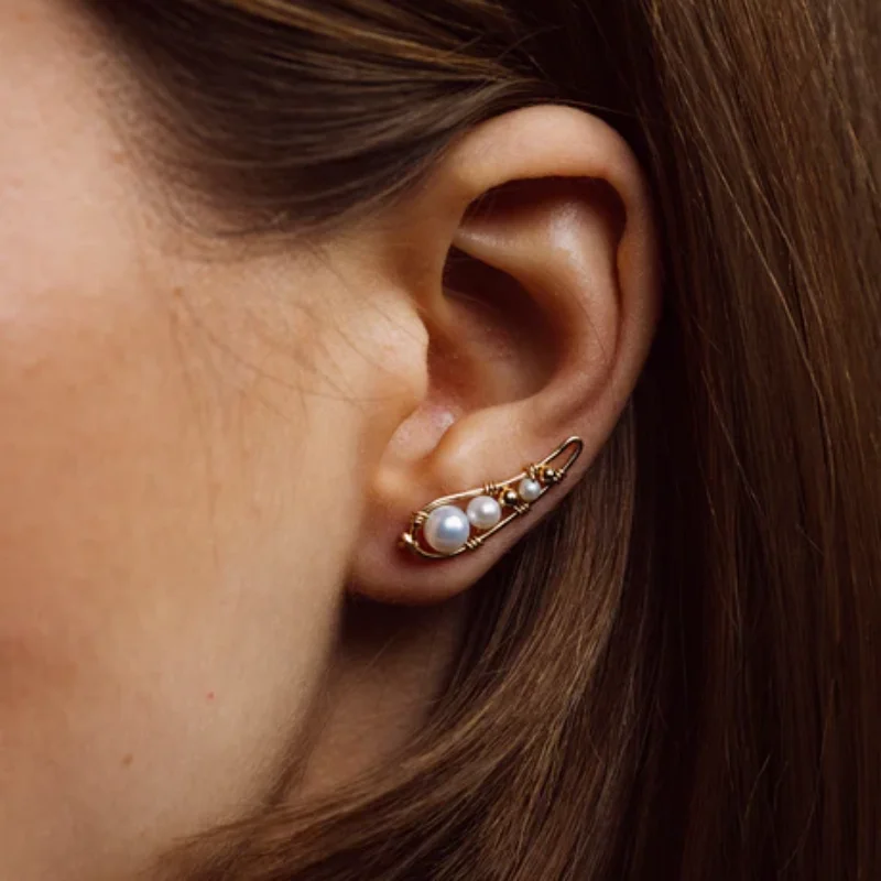 Natural Pearls Climber Earrings 14K Gold Filled Handmade Cuff Earrings Minimalist Personalized Jewelry Gift for Women
Natural Pearls Climber Earrings 14K Gold Filled Handmade Cuff Earrings Minimalist Personalized Jewelry Gift for Women