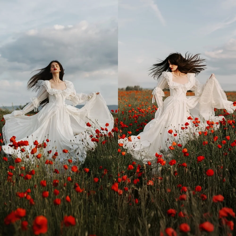 Customized Exquisite White Jersey Wedding Dress High Quality Square Collar Bridal Party Long Sleeves Chapel Train Bridal Gowns
Customized Exquisite White Jersey Wedding Dress High Quality Square Collar Bridal Party Long Sleeves Chapel Train Bridal Gowns
