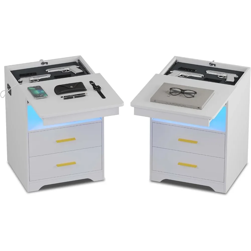 LED Nightstand Set 2 with Auto Sensor LEDs 3 Color Dimmable Gun Shelf, Charging Station, USB Port, Lock, Modern LED Nightstand
LED Nightstand Set 2 with Auto Sensor LEDs 3 Color Dimmable Gun Shelf, Charging Station, USB Port, Lock, Modern LED Nightstand