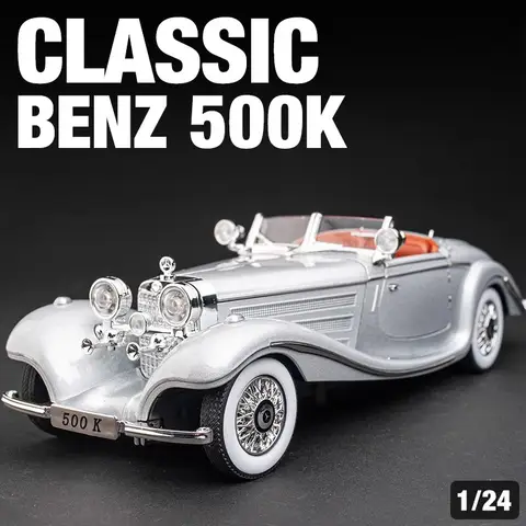 1:24 Mercedes Benz 500K Classic Car Metal Alloy Diecast Model Toys For Kids Hight Simulation Vehicle Model Collection Boys Gift