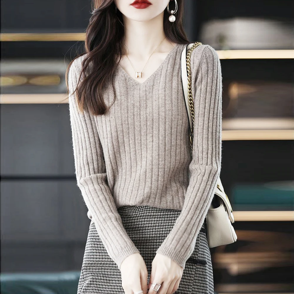 Women Sweater Long Sleeve Top Knitted Pullover Black Yellow V neck Stretch Sweaters Temperament Pleated T Shirt Ladies Clothes
Women Sweater Long Sleeve Top Knitted Pullover Black Yellow V neck Stretch Sweaters Temperament Pleated T Shirt Ladies Clothes