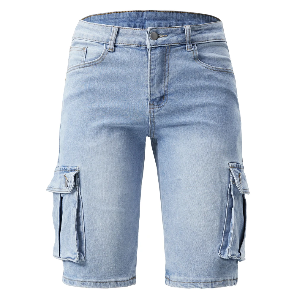 Men's Multi-Pocket Cargo Denim Shorts Summer Knee Length Stretch Jeans Casual Light Blue Slim Jorts
Men's Multi-Pocket Cargo Denim Shorts Summer Knee Length Stretch Jeans Casual Light Blue Slim Jorts