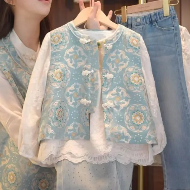 Girls' Chinese Style Spring/Autumn Sleeveless Vest 2026 New Children's Fashion New Chinese Spring Vest Shirt 2-piece Set LJ294
Girls' Chinese Style Spring/Autumn Sleeveless Vest 2026 New Children's Fashion New Chinese Spring Vest Shirt 2-piece Set LJ294