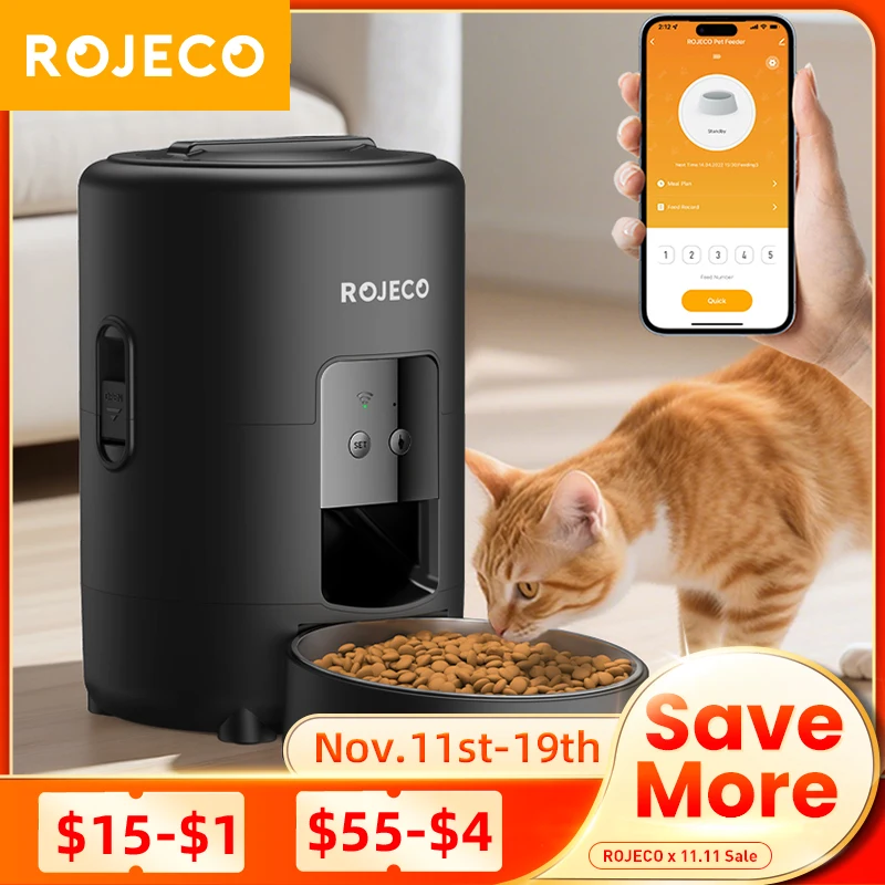 ROJECO Automatic Pet Feeder 2L Smart Cat Food Kibble Dispenser Wi-Fi App Remote Control Auto Dog Feeder For Cat Pet Accessories
ROJECO Automatic Pet Feeder 2L Smart Cat Food Kibble Dispenser Wi-Fi App Remote Control Auto Dog Feeder For Cat Pet Accessories