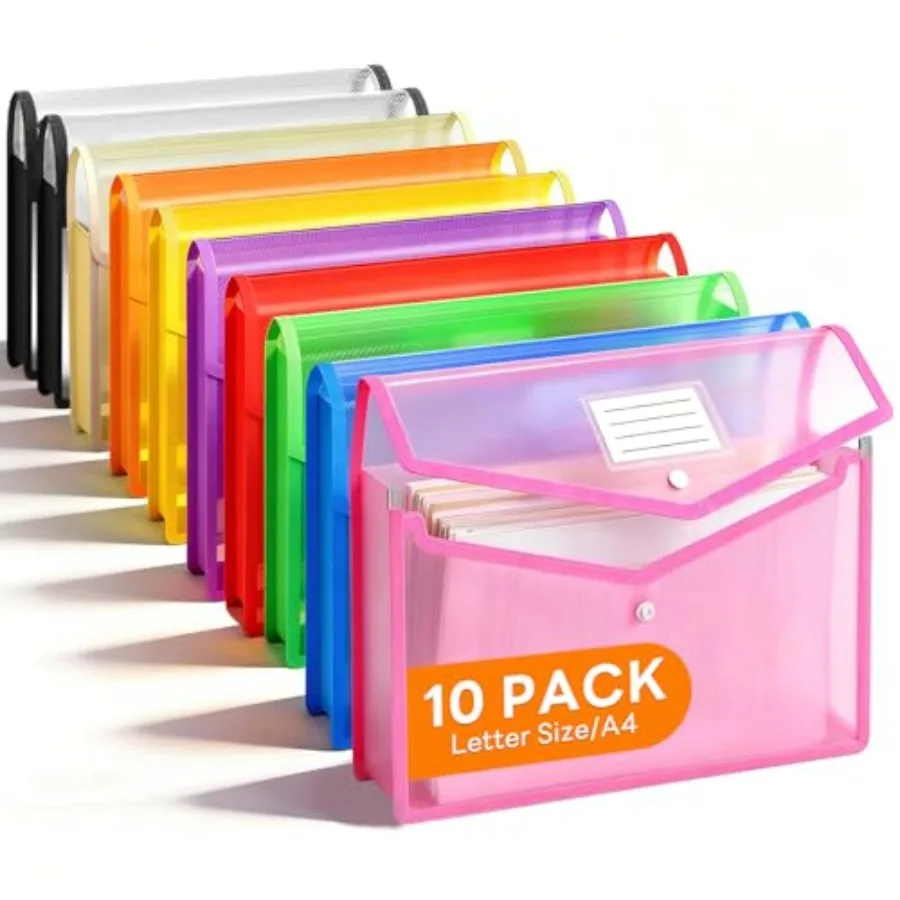 10 Pack Plastic Expanding File Folder, Transparent Folders for Documents with Snap Closure, Large Capacity, No Dividers, Fit Le
10 Pack Plastic Expanding File Folder, Transparent Folders for Documents with Snap Closure, Large Capacity, No Dividers, Fit Le