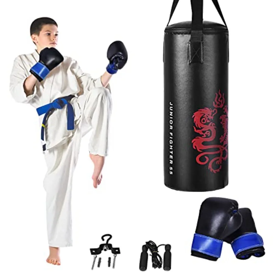 2 FT Punching Bag, Heavy Duty Boxing Set w/Gloves and Skipping Rope, Filled Kick Ball for Boys, Wall-Mounted Kicking Bag for Bo
2 FT Punching Bag, Heavy Duty Boxing Set w/Gloves and Skipping Rope, Filled Kick Ball for Boys, Wall-Mounted Kicking Bag for Bo