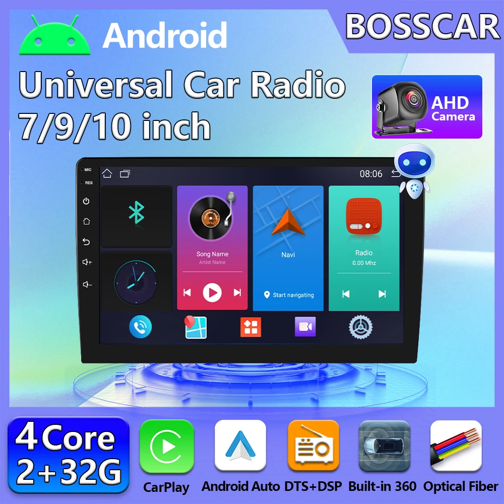 BOSSCAR 7 inch 9 inch 10 inch Smart car Android 13 Car Radio Androidauto Carplay 2 Din GPS Audio Automotive Multimedia Player
BOSSCAR 7 inch 9 inch 10 inch Smart car Android 13 Car Radio Androidauto Carplay 2 Din GPS Audio Automotive Multimedia Player