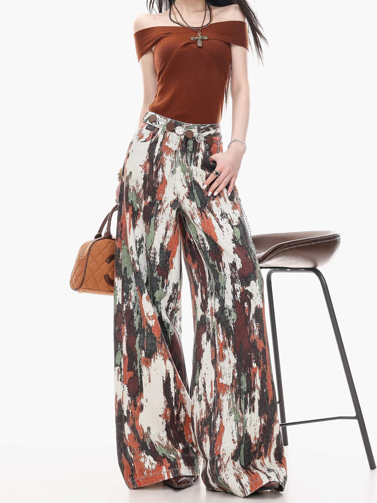 ABWLR Artistic Floral Streetwear Wide Leg Jeans Loose Straight Cut Trousers for Women Spring 2026 Natural Waist Button Closure
ABWLR Artistic Floral Streetwear Wide Leg Jeans Loose Straight Cut Trousers for Women Spring 2026 Natural Waist Button Closure