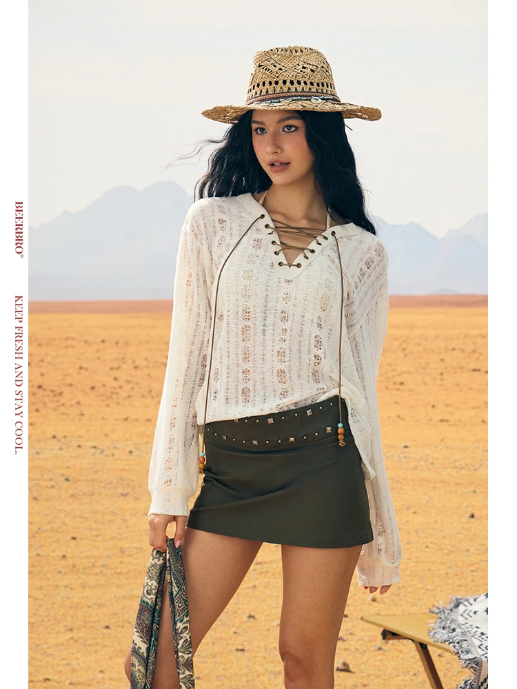 Женский вязаный пуловер BeerBro Rican Miation с длинными рукавами, дышащий, летний, уличный стиль, из тонкого полиэстера, с V-образным вырезом
Женский вязаный пуловер BeerBro Rican Miation с длинными рукавами, дышащий, летний, уличный стиль, из тонкого полиэстера, с V-образным вырезом