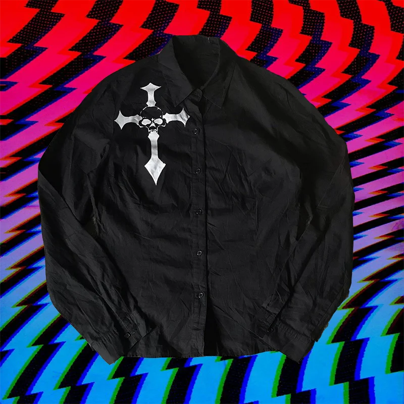 Vintage Aesthetic Streetwear Gothic Harajuku Graphic shirt Tops Women man Tops Y2k Style Clothes Emo Punk Casual Print
Vintage Aesthetic Streetwear Gothic Harajuku Graphic shirt Tops Women man Tops Y2k Style Clothes Emo Punk Casual Print