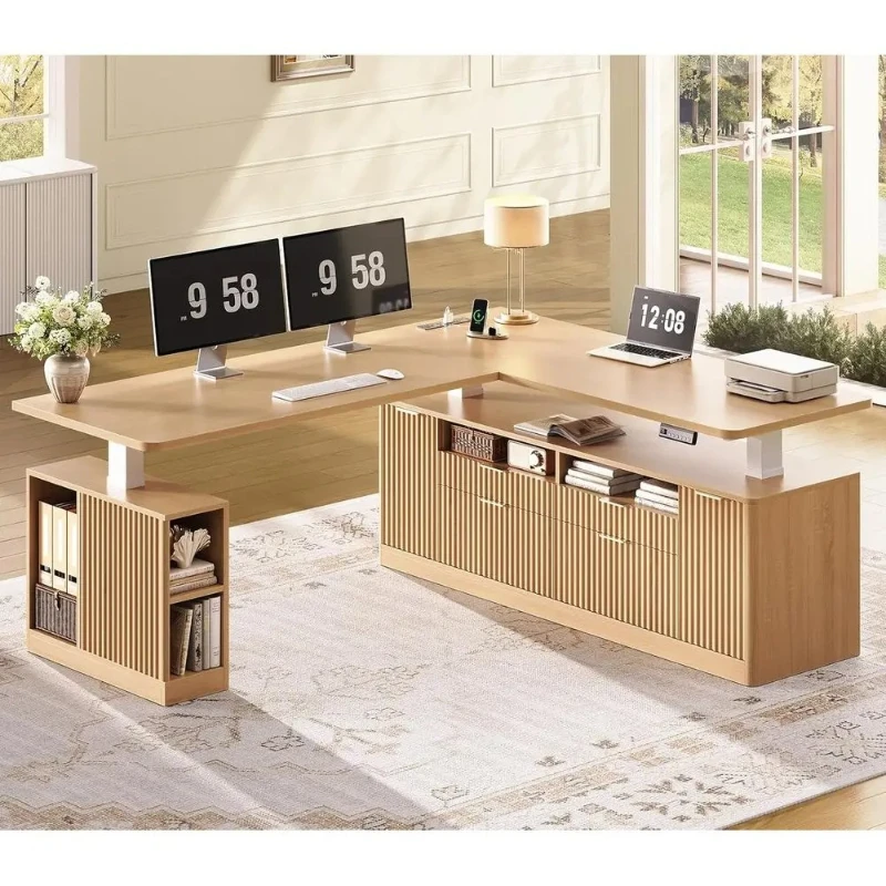 69 x 55 L-Shaped Electric Desk with 4 Drawers, Storage & Power Outlet, Oak Finish for Home Office
69 x 55 L-Shaped Electric Desk with 4 Drawers, Storage & Power Outlet, Oak Finish for Home Office