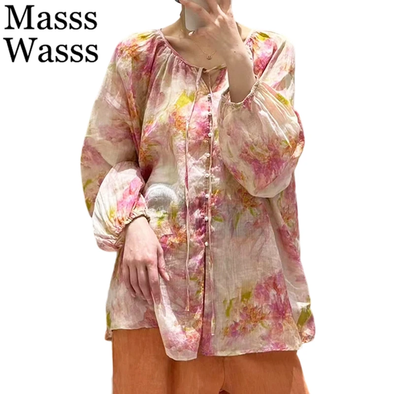Летние винтажные рубашки с цветочным принтом Masss Wasss, женские модные классические топы с круглым вырезом, женская одежда в британском стиле, свободная элегантная одежда для отдыха
Летние винтажные рубашки с цветочным принтом Masss Wasss, женские модные классические топы с круглым вырезом, женская одежда в британском стиле, свободная элегантная одежда для отдыха