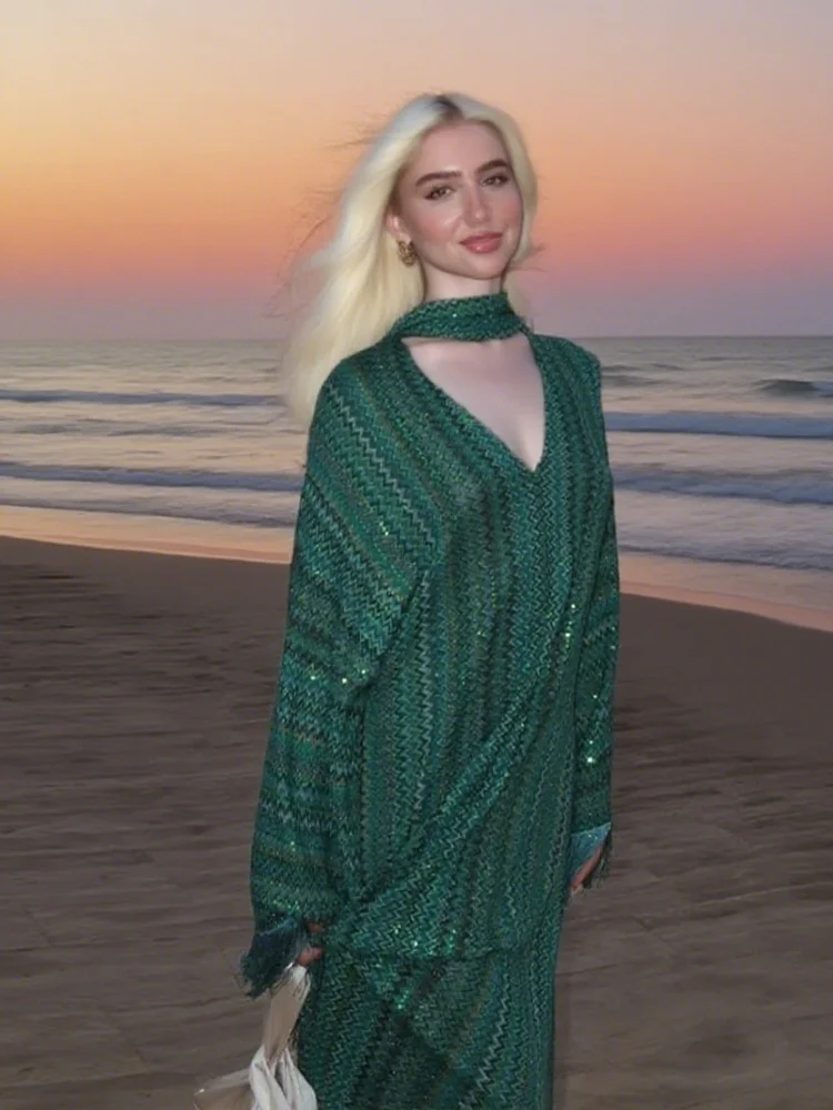 Boho Tassel Maxi Dress Choker Neckline Loose Fit Sparkle Green Evening Gown Summer New Women's Long Dresses Chic Vacation Outfit
Boho Tassel Maxi Dress Choker Neckline Loose Fit Sparkle Green Evening Gown Summer New Women's Long Dresses Chic Vacation Outfit