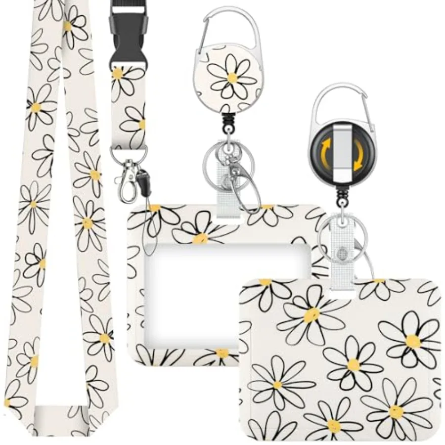 Fashionable Sliding Badge Holder, Flower Pattern Plastic Card Holder with Retractable Badge Reel Carabiner and Detachable Lanya
Fashionable Sliding Badge Holder, Flower Pattern Plastic Card Holder with Retractable Badge Reel Carabiner and Detachable Lanya