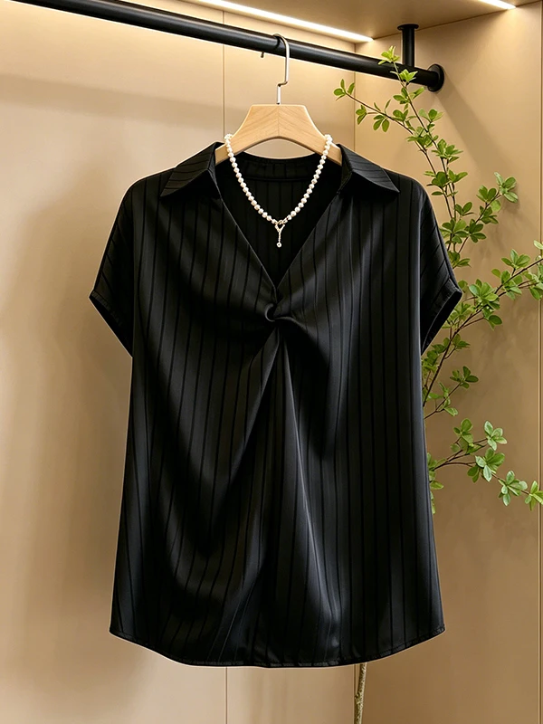 plus Size V-Neck Stripe Satin Pearl Chain Shirt Women's Summer Slimming Knot Design Unique Top Korean Style Breathable Skin-F...
plus Size V-Neck Stripe Satin Pearl Chain Shirt Women's Summer Slimming Knot Design Unique Top Korean Style Breathable Skin-F...