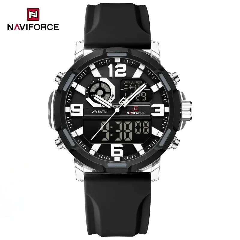 NAVIFORCE NF7130 Men New Watch 5ATM Waterproof Dual Display Chronograph Alarm Clock Wristwatch
NAVIFORCE NF7130 Men New Watch 5ATM Waterproof Dual Display Chronograph Alarm Clock Wristwatch