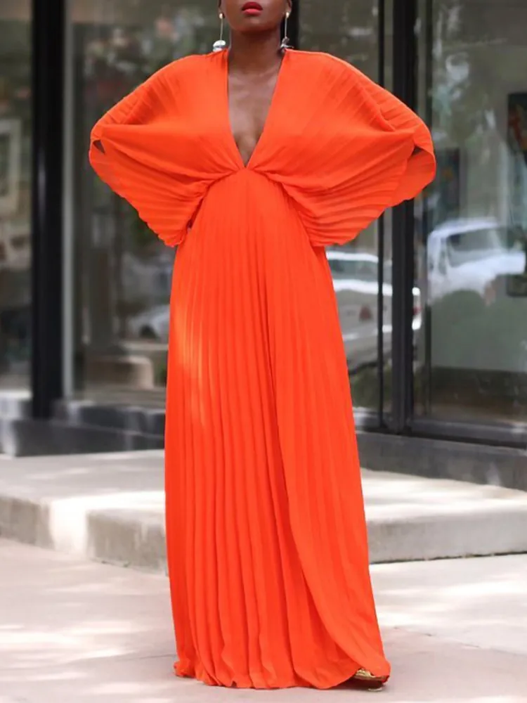 African Dashiki Women Summer Pleated Dress Big Size Sexy Clothes V-neck Bat Sleeve Loose Casual Maxi Dress Streetwear Femme Robe
African Dashiki Women Summer Pleated Dress Big Size Sexy Clothes V-neck Bat Sleeve Loose Casual Maxi Dress Streetwear Femme Robe