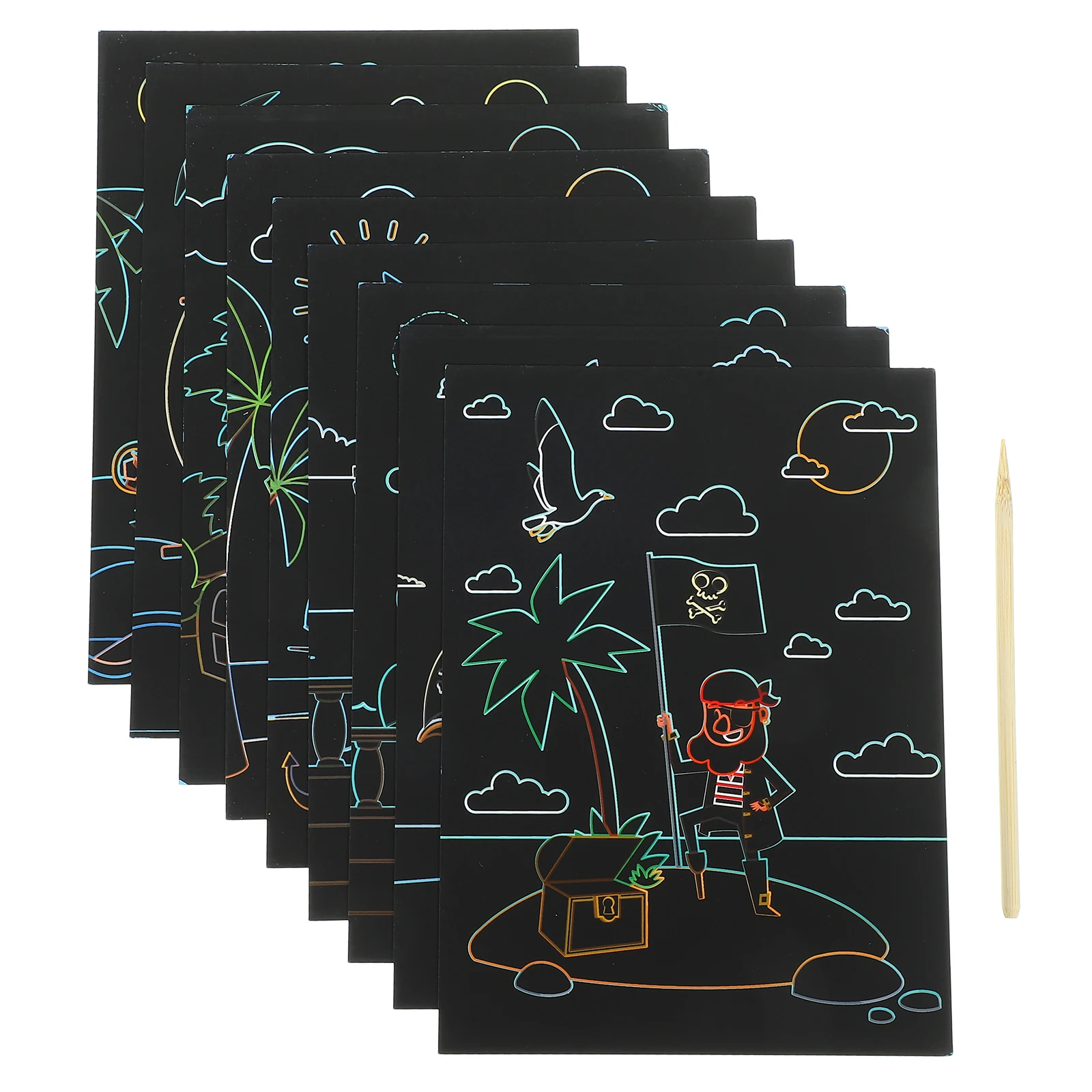 Pirate Scratch Set Delicate Scratching Paper Kids Craft Toy Fun Office Supplies Scratch Painting Paper Gift
Pirate Scratch Set Delicate Scratching Paper Kids Craft Toy Fun Office Supplies Scratch Painting Paper Gift