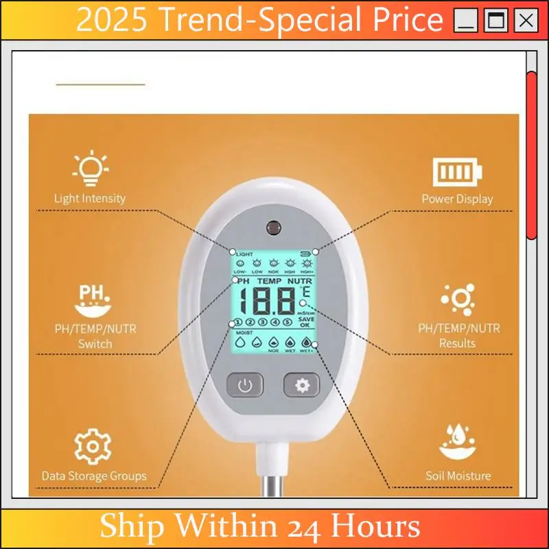 A61Z Deals 5 In 1 Soil Meter MOIST/NUTR/PH/LIGHT/Temperature Meter Digital Monitor For House Plants Garden Lawn Farm
A61Z Deals 5 In 1 Soil Meter MOIST/NUTR/PH/LIGHT/Temperature Meter Digital Monitor For House Plants Garden Lawn Farm