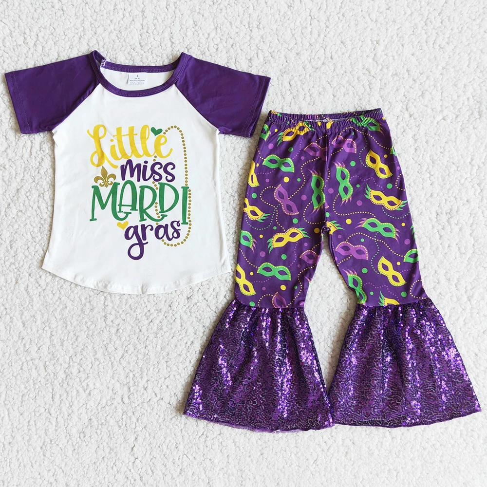 New Fashion Kids Designer Clothes Girls Sequins Bell Bottoms Outfits Mardi Gras Boutique Toddler Girls Clothing Children Set Hot
New Fashion Kids Designer Clothes Girls Sequins Bell Bottoms Outfits Mardi Gras Boutique Toddler Girls Clothing Children Set Hot