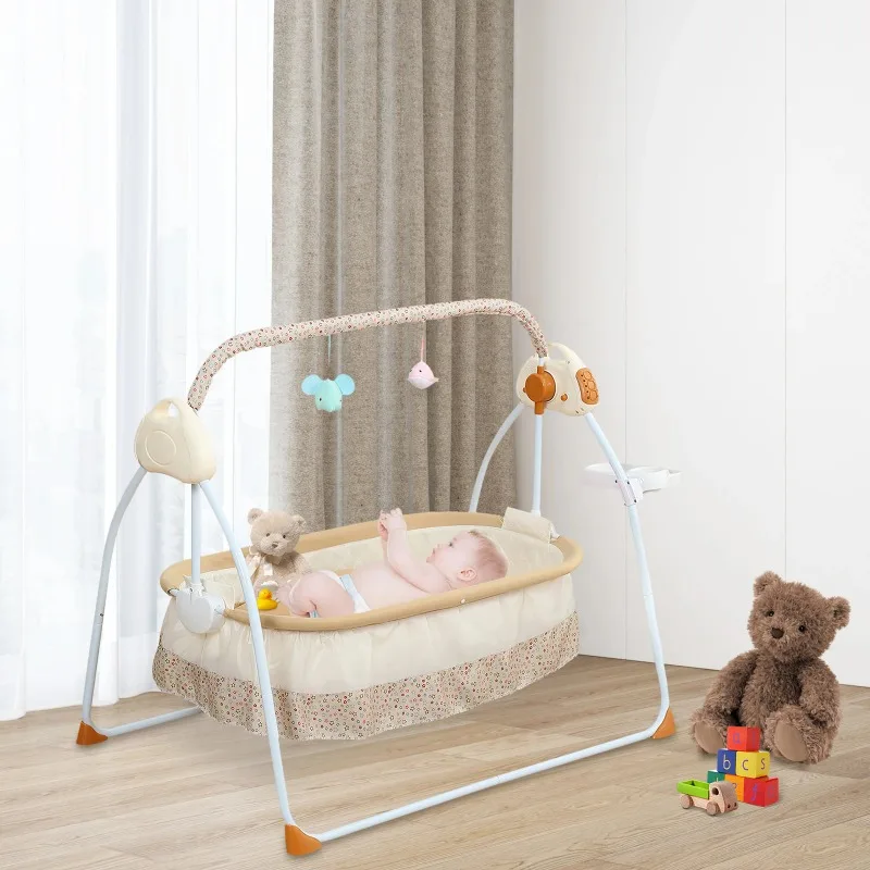 Electric Cradle Foldable Electric Baby Cradle w/ Music Dual Control, Mosquito Net & Swing, 5-Level Adjustable Rocking Bassinet
Electric Cradle Foldable Electric Baby Cradle w/ Music Dual Control, Mosquito Net & Swing, 5-Level Adjustable Rocking Bassinet