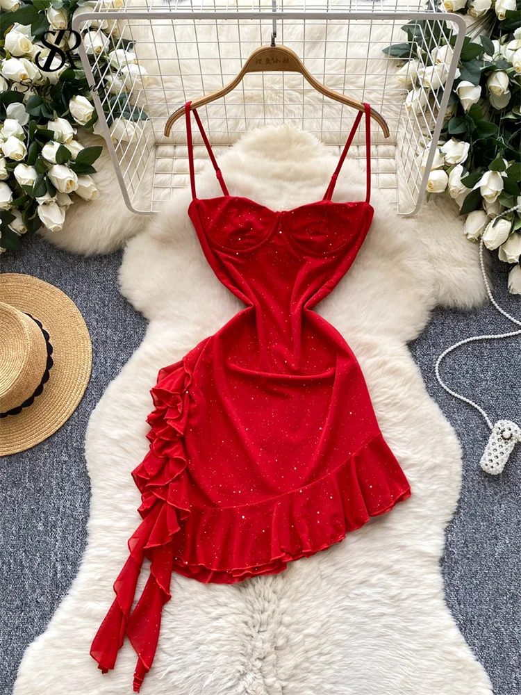 SINGREINY Ruffles Irregular Female Sexy Dress Summer Sleeveless Gauze Slim Dress Fashion Backless Sequined Sensual Sheath Dress
SINGREINY Ruffles Irregular Female Sexy Dress Summer Sleeveless Gauze Slim Dress Fashion Backless Sequined Sensual Sheath Dress