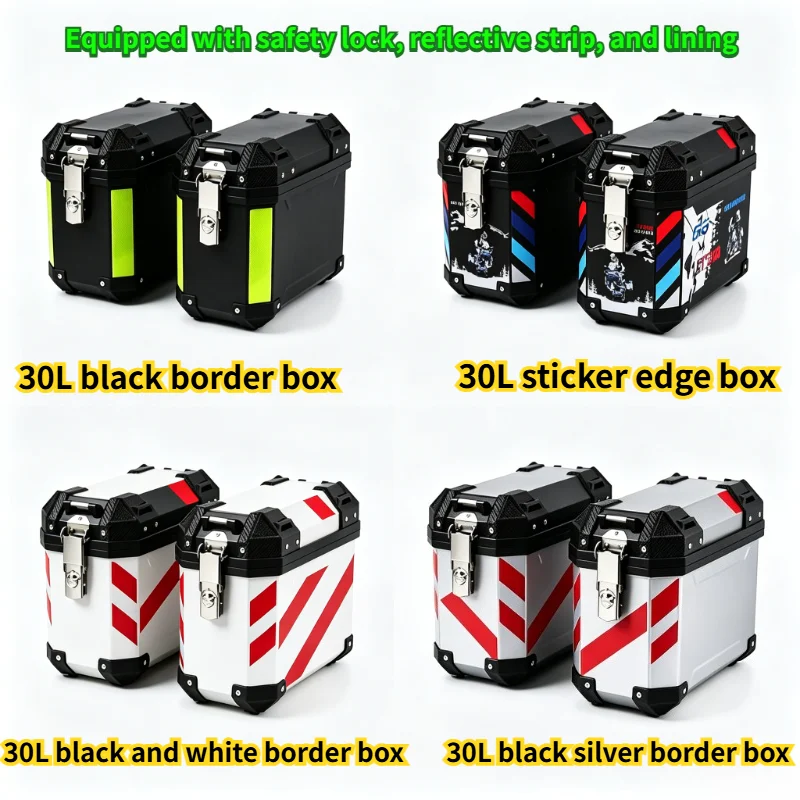 2 Pieces Heavy Duty Motorcycle Side Box 30L Motorcycle Side Box with Safety Lock Reflective Strip and Lining Motorcycle Toolbox
2 Pieces Heavy Duty Motorcycle Side Box 30L Motorcycle Side Box with Safety Lock Reflective Strip and Lining Motorcycle Toolbox