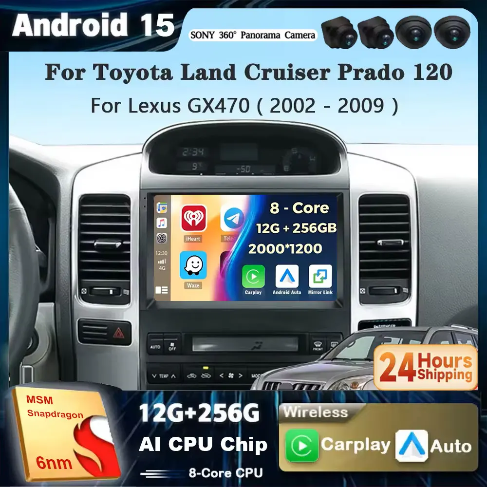 Android 15 Carplay автомобильный радиоприемник мультимедийный плеер для Toyota Land Cruiser Prado 120 3 III 2002-2009 авторадио стерео 2din головное устройство
Android 15 Carplay автомобильный радиоприемник мультимедийный плеер для Toyota Land Cruiser Prado 120 3 III 2002-2009 авторадио стерео 2din головное устройство