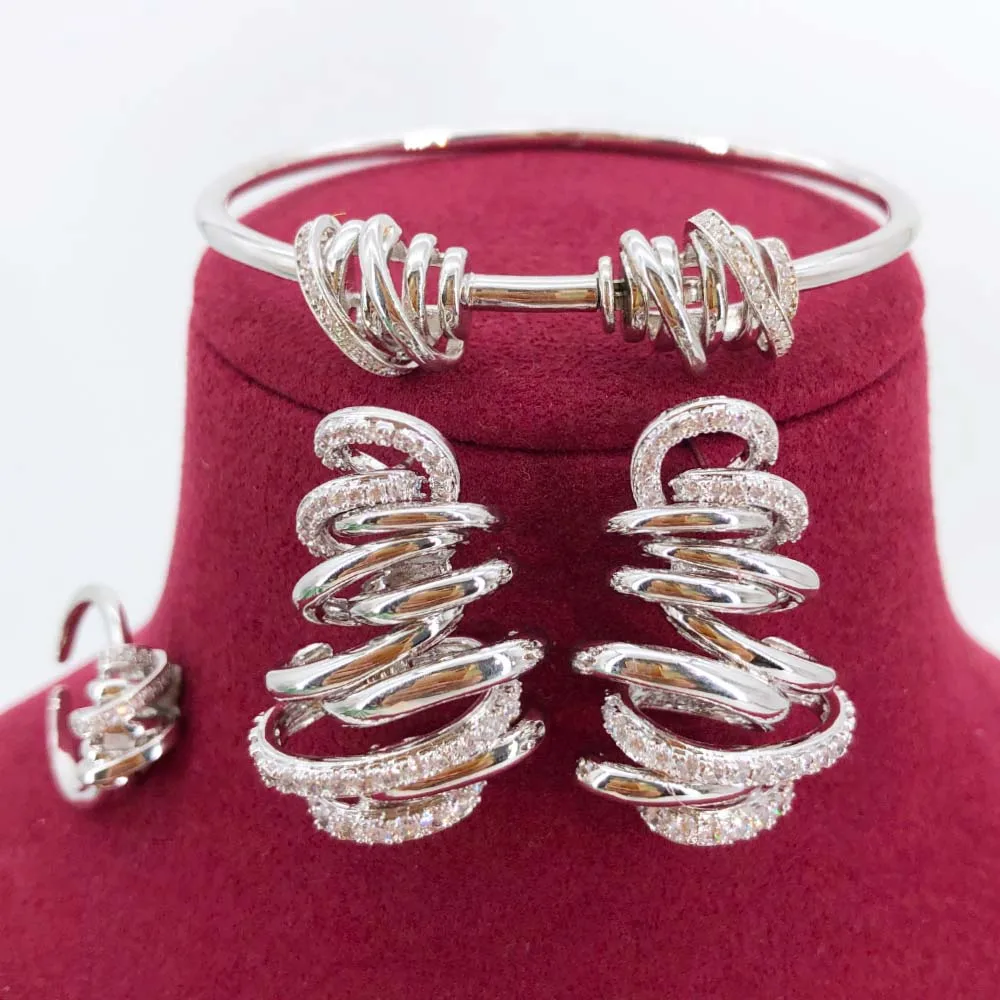 Missvikki Luxury Wave Bangle Earrings Ring Jewelry Set For Women Wedding Party Full Zircon Dubai Bridal jewelry Set High Quality
Missvikki Luxury Wave Bangle Earrings Ring Jewelry Set For Women Wedding Party Full Zircon Dubai Bridal jewelry Set High Quality