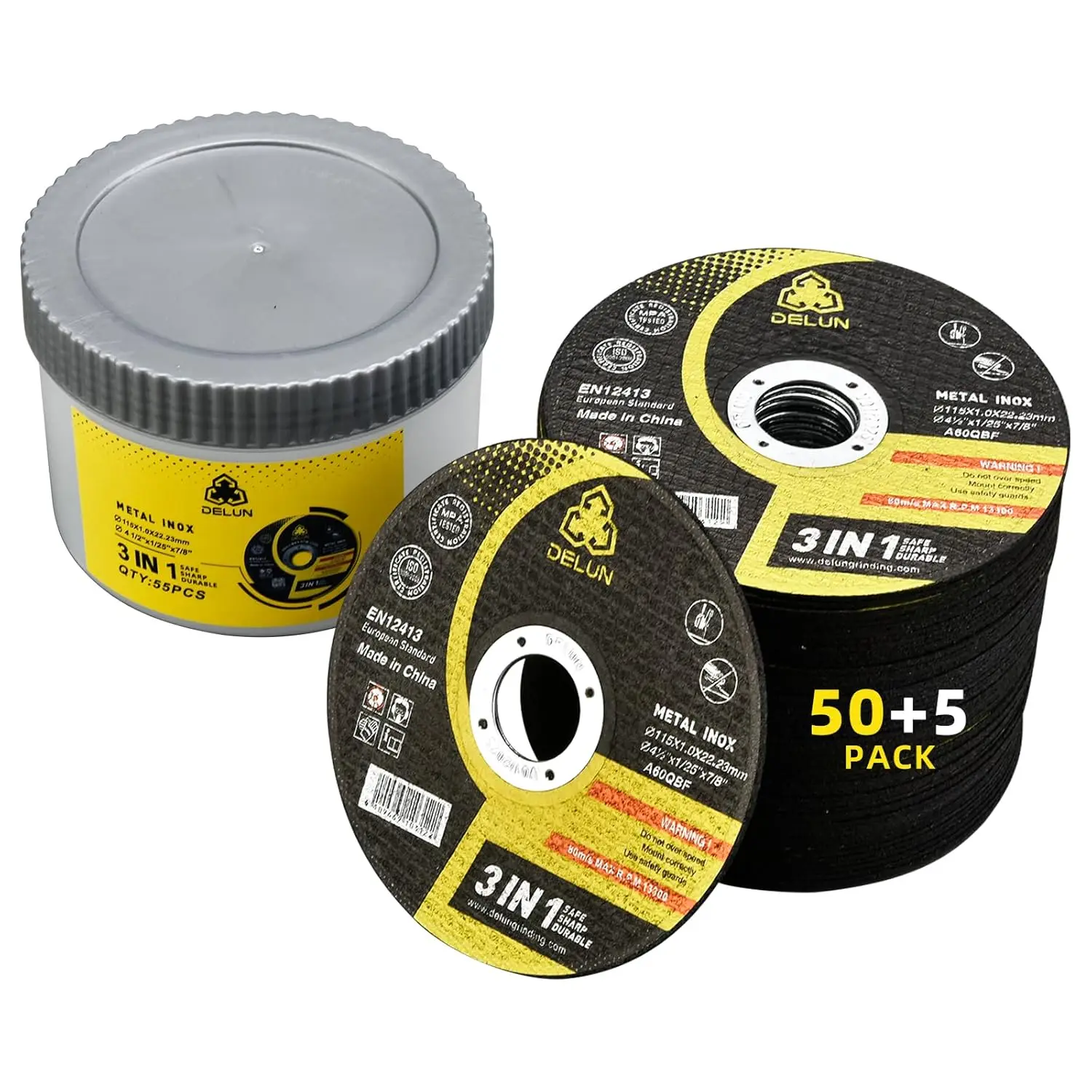 55 Pack 4.5" x .045" x 7/8" Thin Metal & Stainless Steel Cutting Wheels for Angle Grinder, Fast & Clean Cuts
55 Pack 4.5" x .045" x 7/8" Thin Metal & Stainless Steel Cutting Wheels for Angle Grinder, Fast & Clean Cuts
