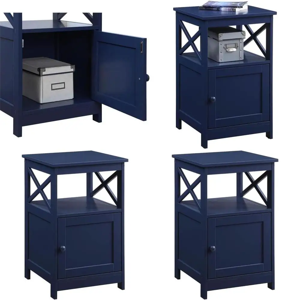 Кобальтово-синий приставной столик для хранения вещей с тумбой и полкой
Кобальтово-синий приставной столик для хранения вещей с тумбой и полкой