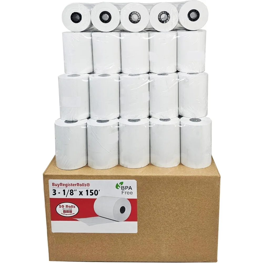 (50 Rolls) 3 1/8 x 150 Thermal Paper Receipt Rolls fits all Clover 55 GSM POS Cash Register Printers
(50 Rolls) 3 1/8 x 150 Thermal Paper Receipt Rolls fits all Clover 55 GSM POS Cash Register Printers