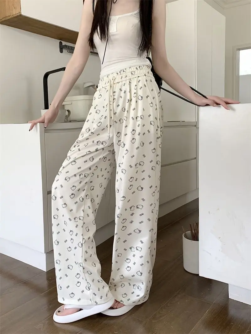Cute Long Pant For Woman Clothes Elastic High Waist Loose-Fit Straight Trousers Spring Autumn Sweet Casual Cotton Pants New
Cute Long Pant For Woman Clothes Elastic High Waist Loose-Fit Straight Trousers Spring Autumn Sweet Casual Cotton Pants New