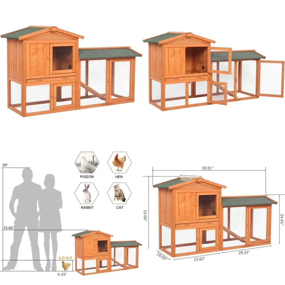 Деревянная хижина для кроликов с водонепроницаемой крышей, лестницей, рампами, ящиком для бега и гнездом для кроликов и цыплят
Деревянная хижина для кроликов с водонепроницаемой крышей, лестницей, рампами, ящиком для бега и гнездом для кроликов и цыплят