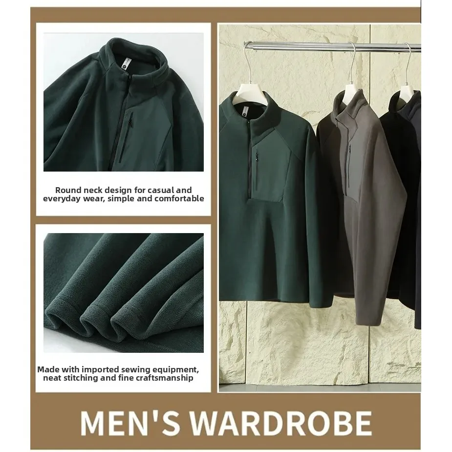 Double-Sided Fleece Hooded Jacket Half Zipper Outdoor Warmth Inner Layer Unisex Stand Collar Garage Man Polyester Long Sleeve
Double-Sided Fleece Hooded Jacket Half Zipper Outdoor Warmth Inner Layer Unisex Stand Collar Garage Man Polyester Long Sleeve