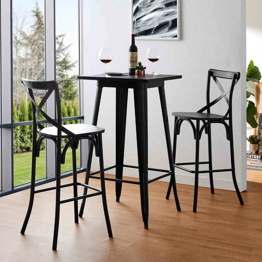 3 Pieces Steel Square Bar Table and Stools with High Backest Set Dining Table and Chairs Set, Bar Tables
3 Pieces Steel Square Bar Table and Stools with High Backest Set Dining Table and Chairs Set, Bar Tables