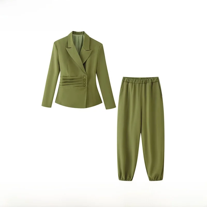 Spring Summer New Women's Suit Jacket Waist-Cinching Elastic Waist Pants Belt Included Fashionable Two-Piece Set Polyester
Spring Summer New Women's Suit Jacket Waist-Cinching Elastic Waist Pants Belt Included Fashionable Two-Piece Set Polyester