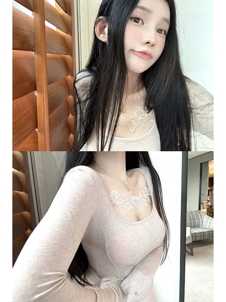 Miss Change Long Sve T-irt Slim Fit Lace Patchwork Multiple Pleats Women's Casual Cotton Top Spring 2025
Miss Change Long Sve T-irt Slim Fit Lace Patchwork Multiple Pleats Women's Casual Cotton Top Spring 2025