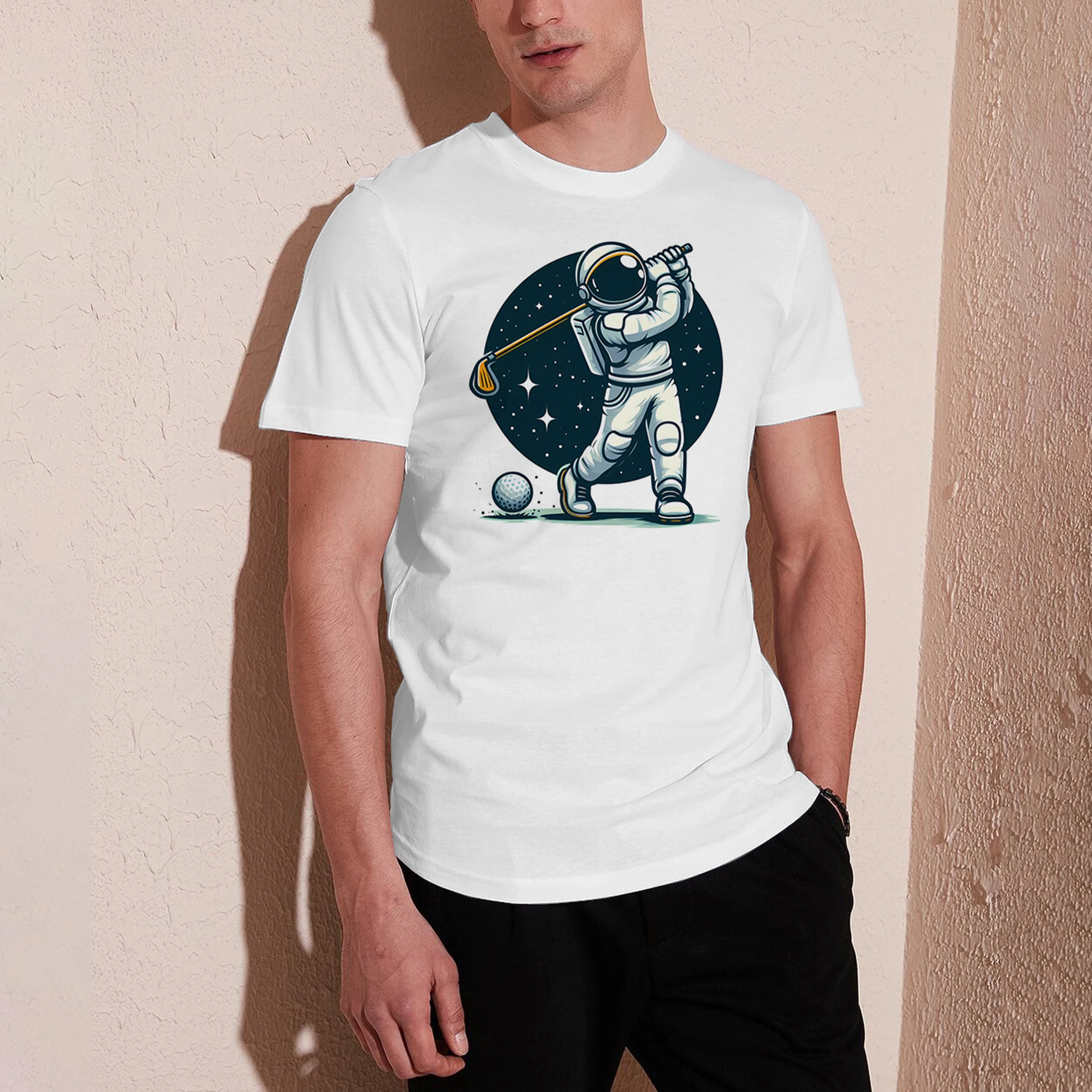 Personalized astronaut print men's summer short-sleeved T-shirt fashionable men's round neck top suitable for outdoor leisure
Personalized astronaut print men's summer short-sleeved T-shirt fashionable men's round neck top suitable for outdoor leisure