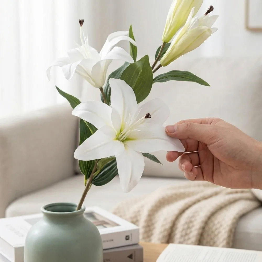 5 Head Artificial Flower Branch Real Touch Elegant Simulation Lilium Brownii Flower 97cm Plastic Fake Flowers Wedding Decor
5 Head Artificial Flower Branch Real Touch Elegant Simulation Lilium Brownii Flower 97cm Plastic Fake Flowers Wedding Decor