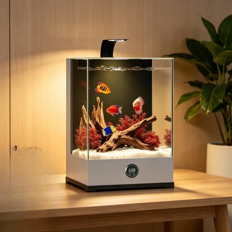 Living room desktop small ultra-white glass filtration smart household integrated tank ecological self-circulation elegant black
Living room desktop small ultra-white glass filtration smart household integrated tank ecological self-circulation elegant black
