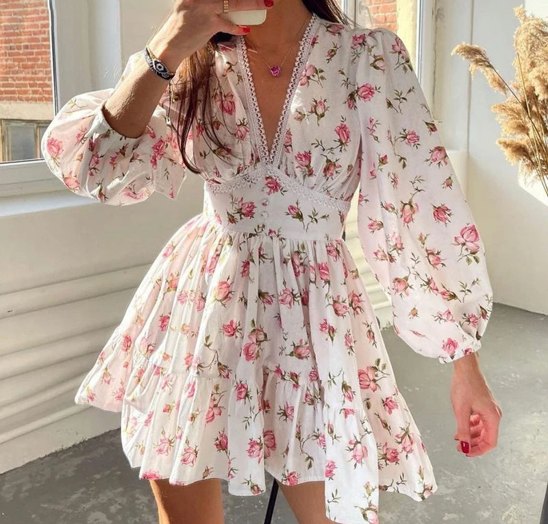 Dresses for Women 2024 Casual Fashion Floral Print Temperament Elegant High Waist Slim Long Sleeve V-neck Mini Dress
Dresses for Women 2024 Casual Fashion Floral Print Temperament Elegant High Waist Slim Long Sleeve V-neck Mini Dress