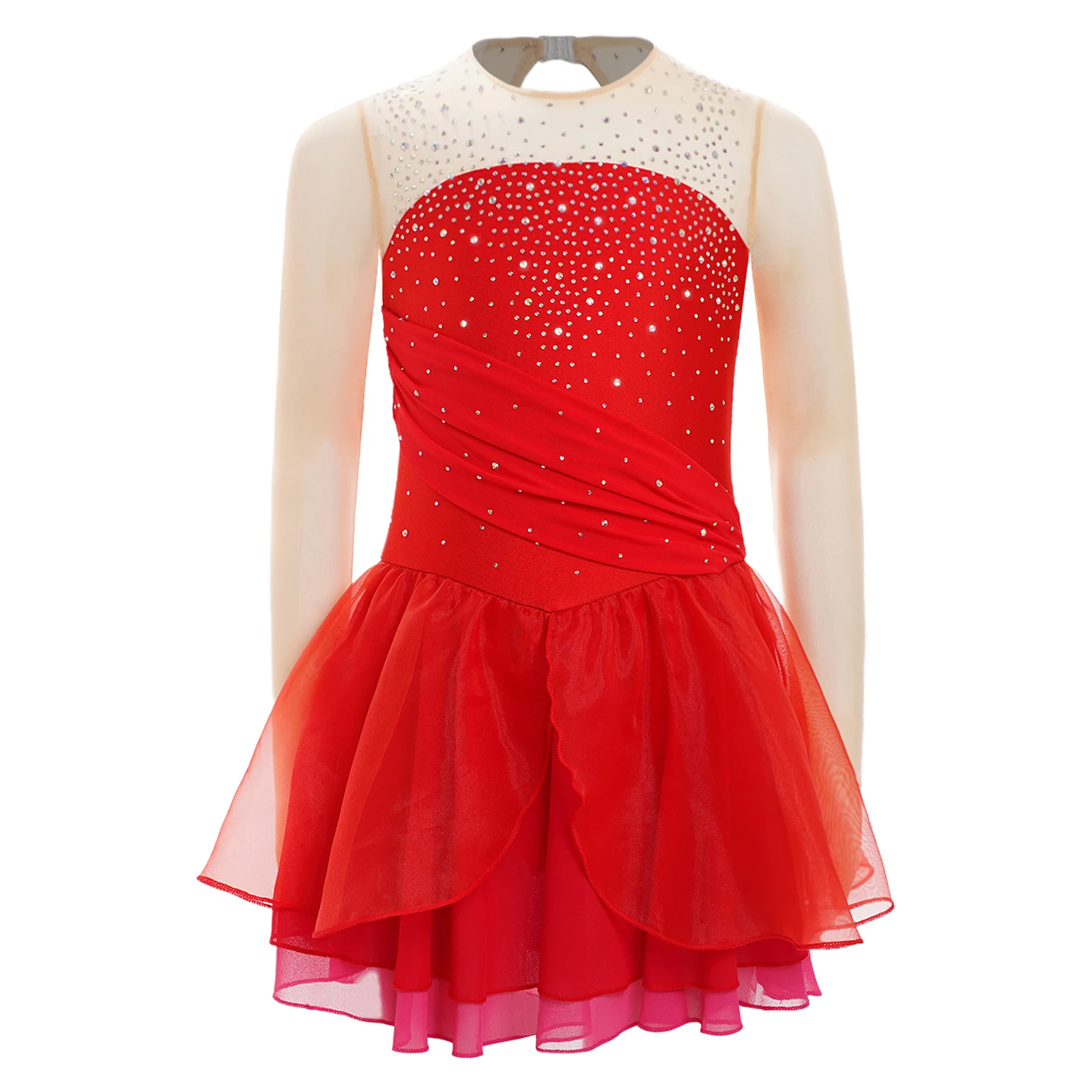Girls Rhinestones Figure Skating Performance Costume Glittery Ballet Dress Sheer Mesh Long Sleeves Cutout Back Dress Dancewear
Girls Rhinestones Figure Skating Performance Costume Glittery Ballet Dress Sheer Mesh Long Sleeves Cutout Back Dress Dancewear