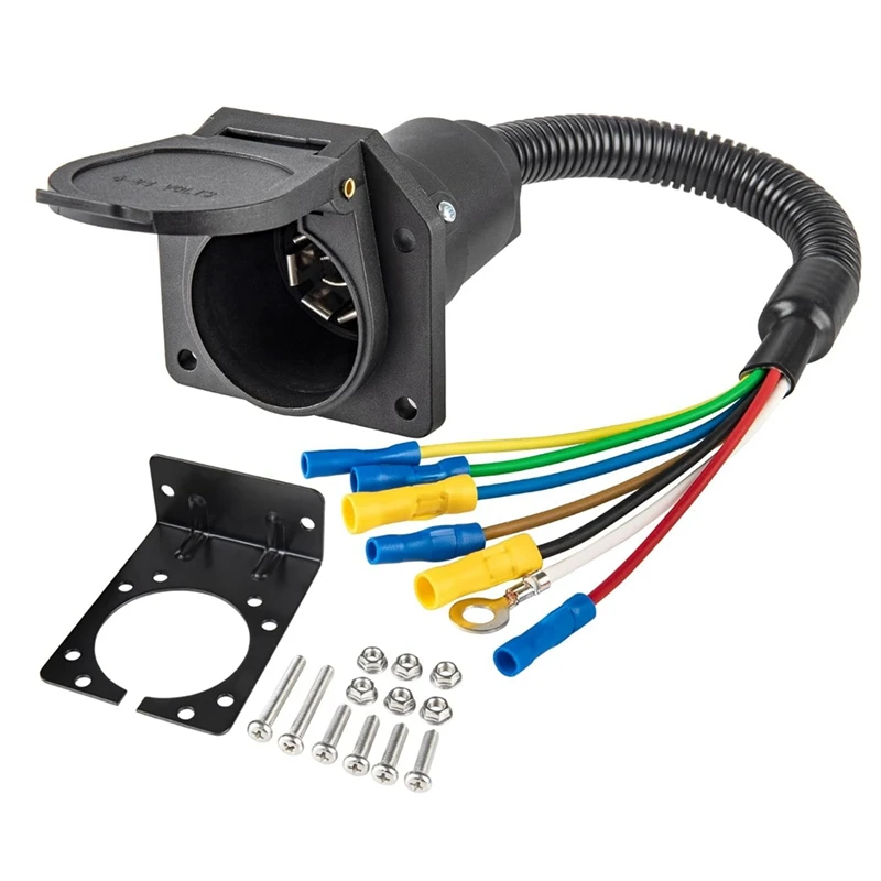 7 Way RV Trailer Light Connector Socket 7 Pin Wire Electrical Trailer Adapter Quick Converter With Mounting Bracket
7 Way RV Trailer Light Connector Socket 7 Pin Wire Electrical Trailer Adapter Quick Converter With Mounting Bracket