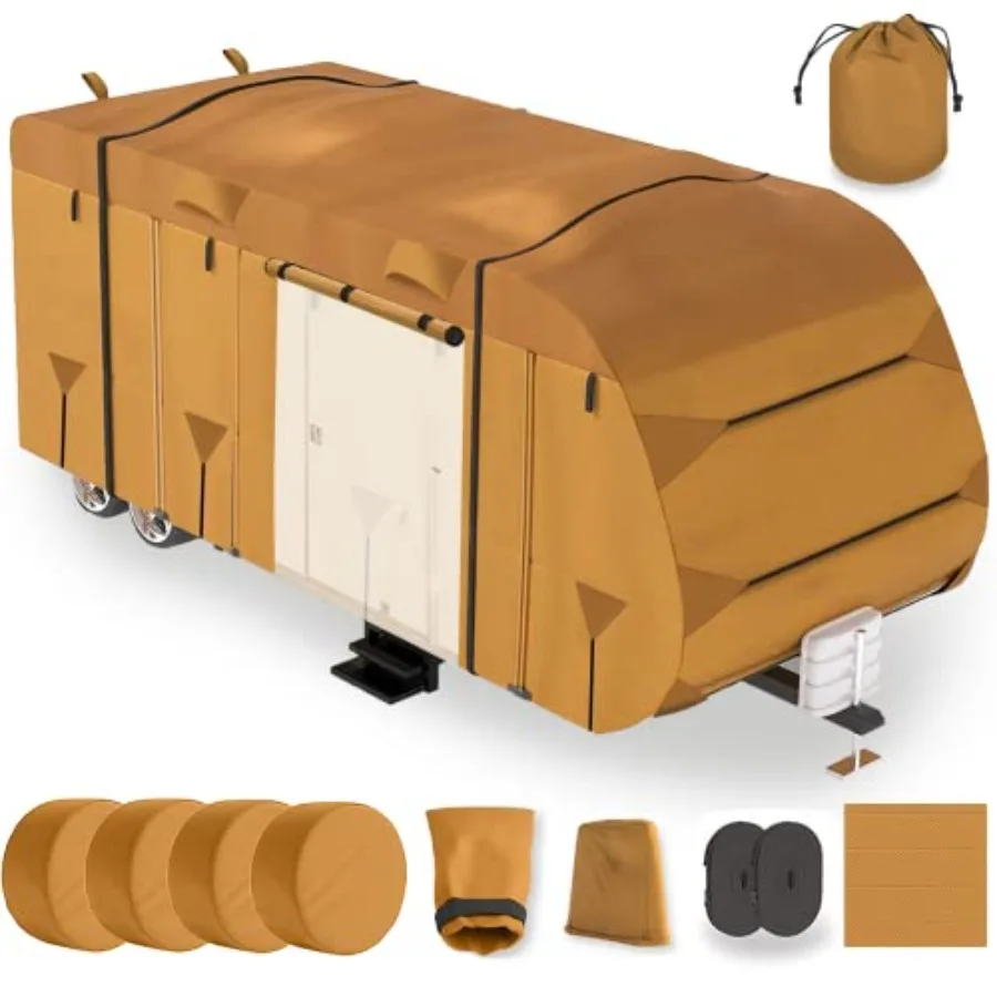 Travel Trailer RV Cover for 20-22 ft, Heavy Duty Waterproof Camper Cover with 300D Top, Black, Anti-UV Breathable Fabric, Windp
Travel Trailer RV Cover for 20-22 ft, Heavy Duty Waterproof Camper Cover with 300D Top, Black, Anti-UV Breathable Fabric, Windp
