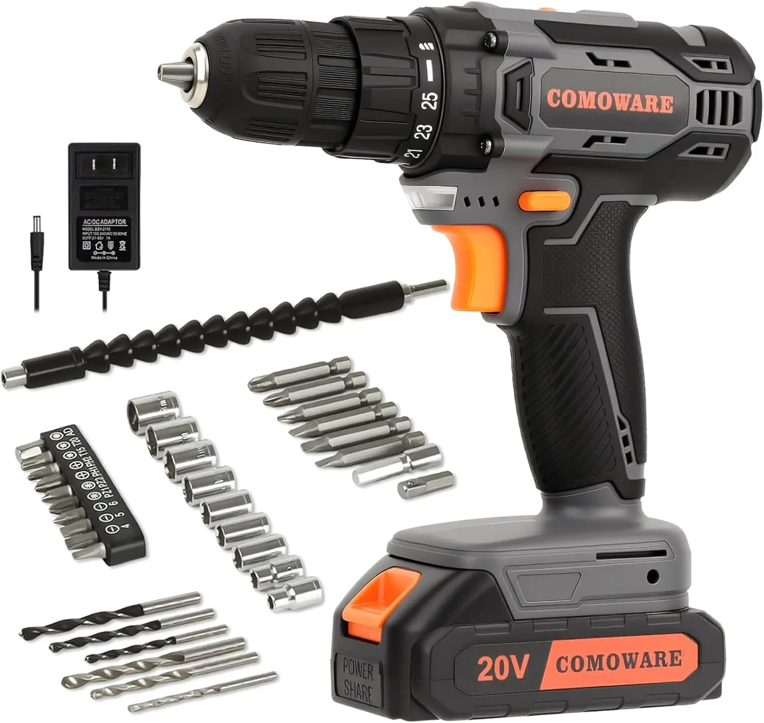 20V Cordless Drill Set, 266 In-lb Torque, 2-Speed, 3/8' Keyless Chuck, 1 Battery & Charger, Orange
20V Cordless Drill Set, 266 In-lb Torque, 2-Speed, 3/8' Keyless Chuck, 1 Battery & Charger, Orange