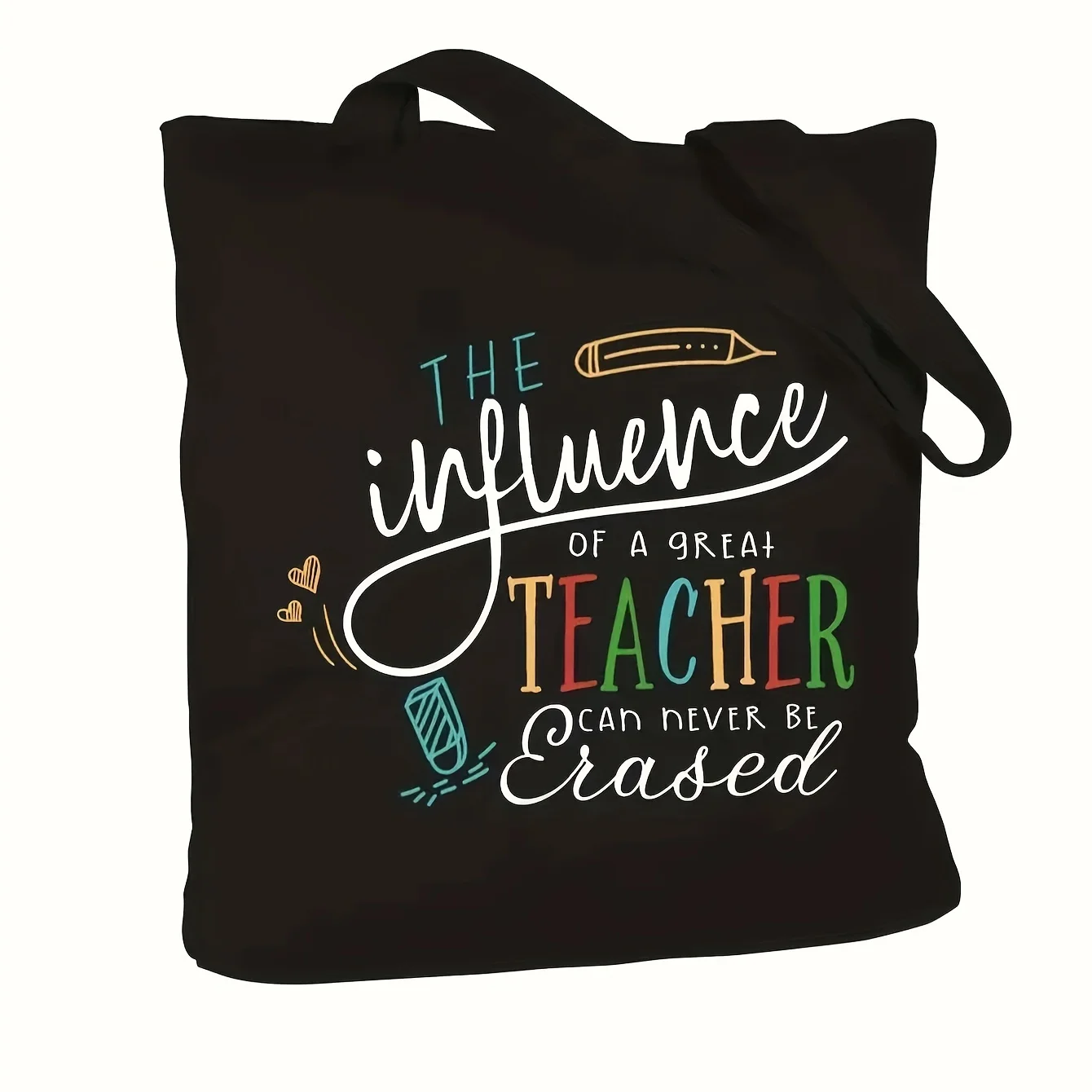 Canvas Black Large Capacity Teacher Letter Print Tote Bag Women's Casual Shoulder Handbag & Shopping Gift 
Canvas Black Large Capacity Teacher Letter Print Tote Bag Women's Casual Shoulder Handbag & Shopping Gift