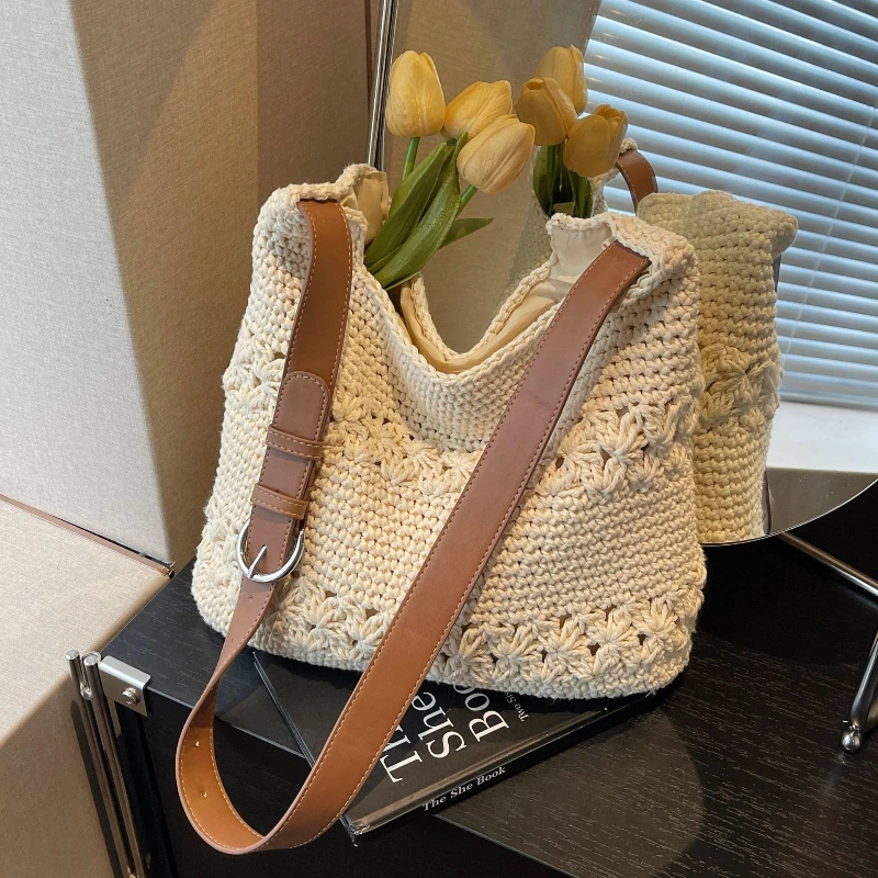 Summer Cotton Crochet Relaxed and Fashionable Simple Design Shoulder Bag Women Large Capacity Tote Beach Vacation Handbag
Summer Cotton Crochet Relaxed and Fashionable Simple Design Shoulder Bag Women Large Capacity Tote Beach Vacation Handbag