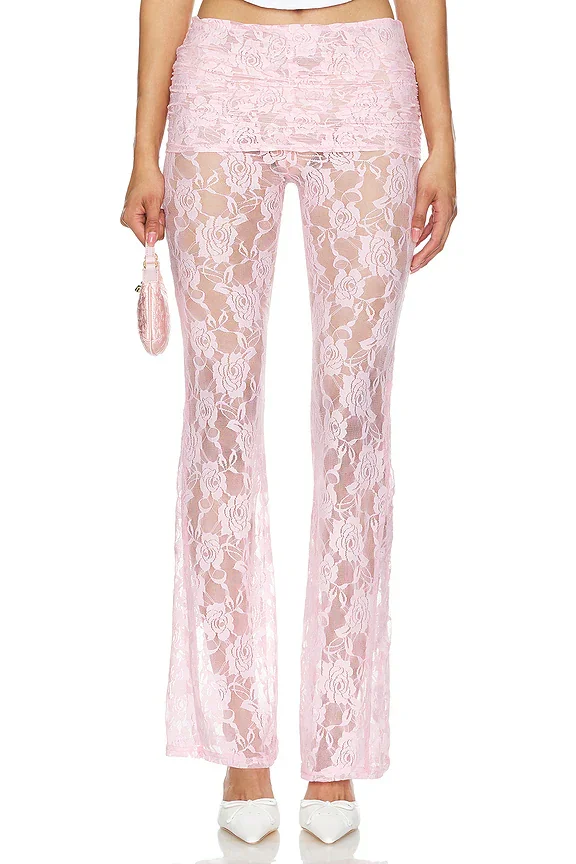 Women Flared Leggings Pants Casual Fashion See-Through Lace Skirt Bell Bottoms Trendy Bootcut Trousers for Streetwear
Women Flared Leggings Pants Casual Fashion See-Through Lace Skirt Bell Bottoms Trendy Bootcut Trousers for Streetwear