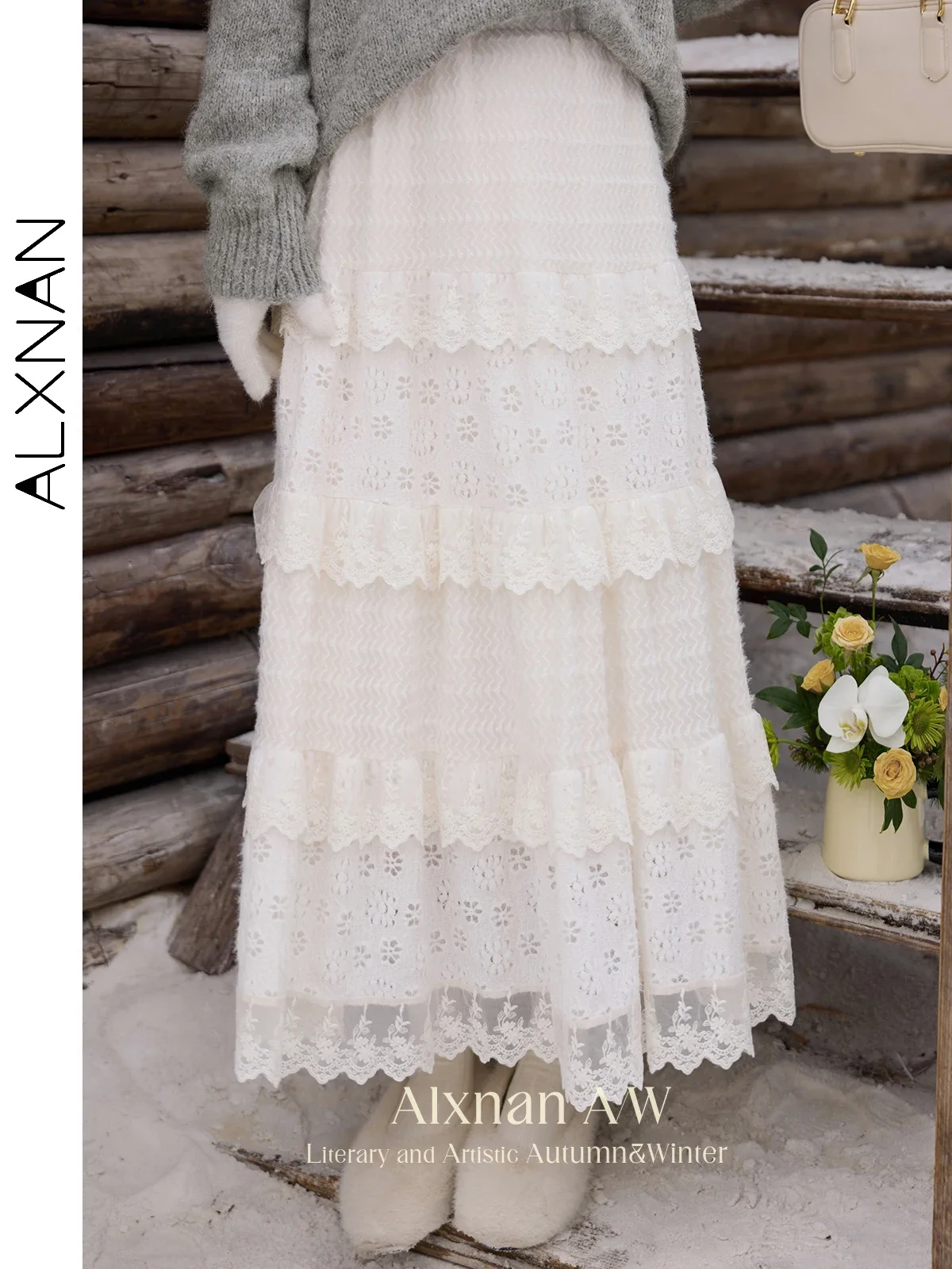 ALXNAN Lace Skirts Women Long A-line Elastic High Waist Apricot Cake Skirt 2025 Winter Elegant Fashion Female Clothing L52526
ALXNAN Lace Skirts Women Long A-line Elastic High Waist Apricot Cake Skirt 2025 Winter Elegant Fashion Female Clothing L52526